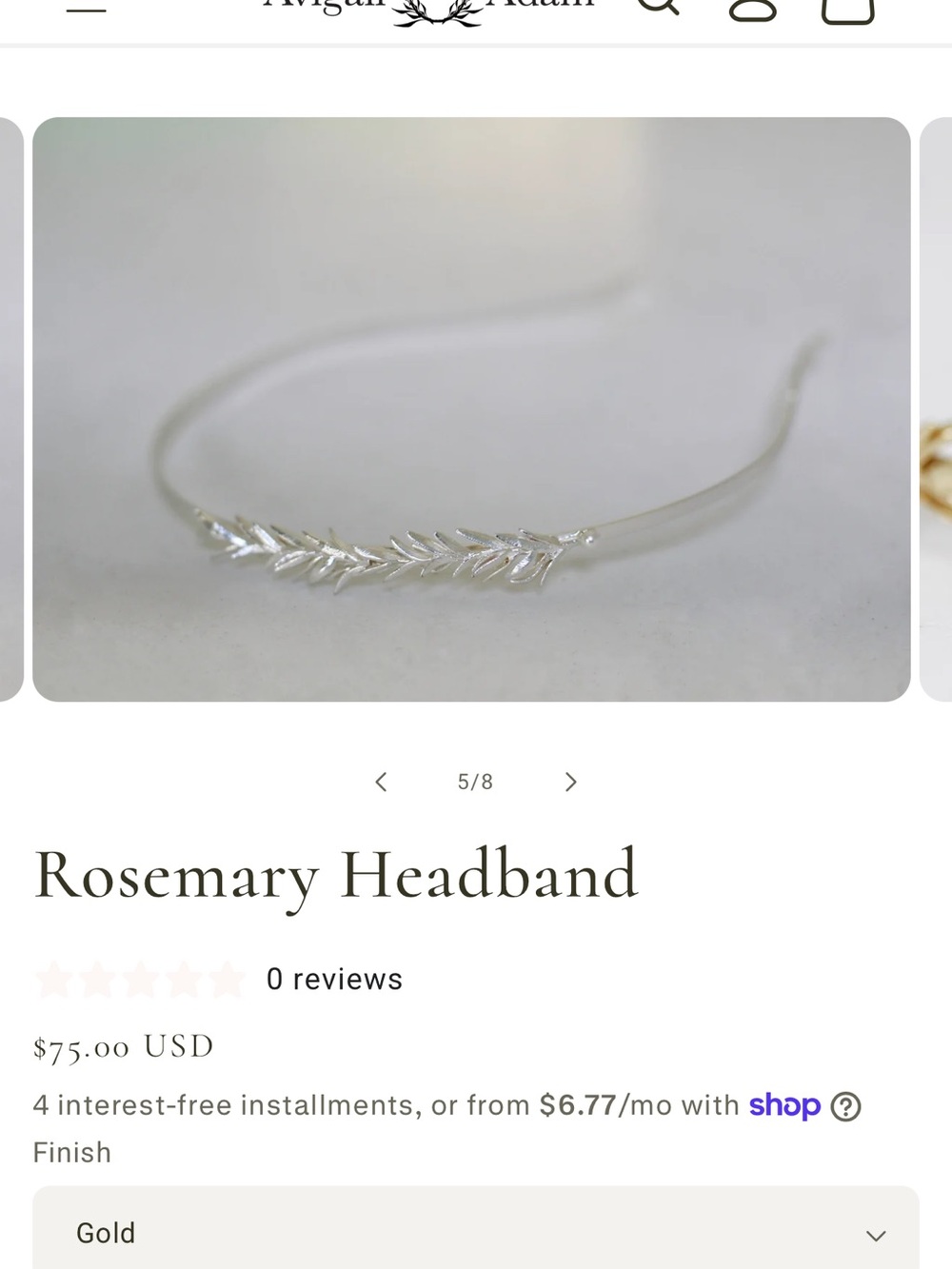 Avigail Adam Rosemary Headband Silver Bridal Hair Accessory